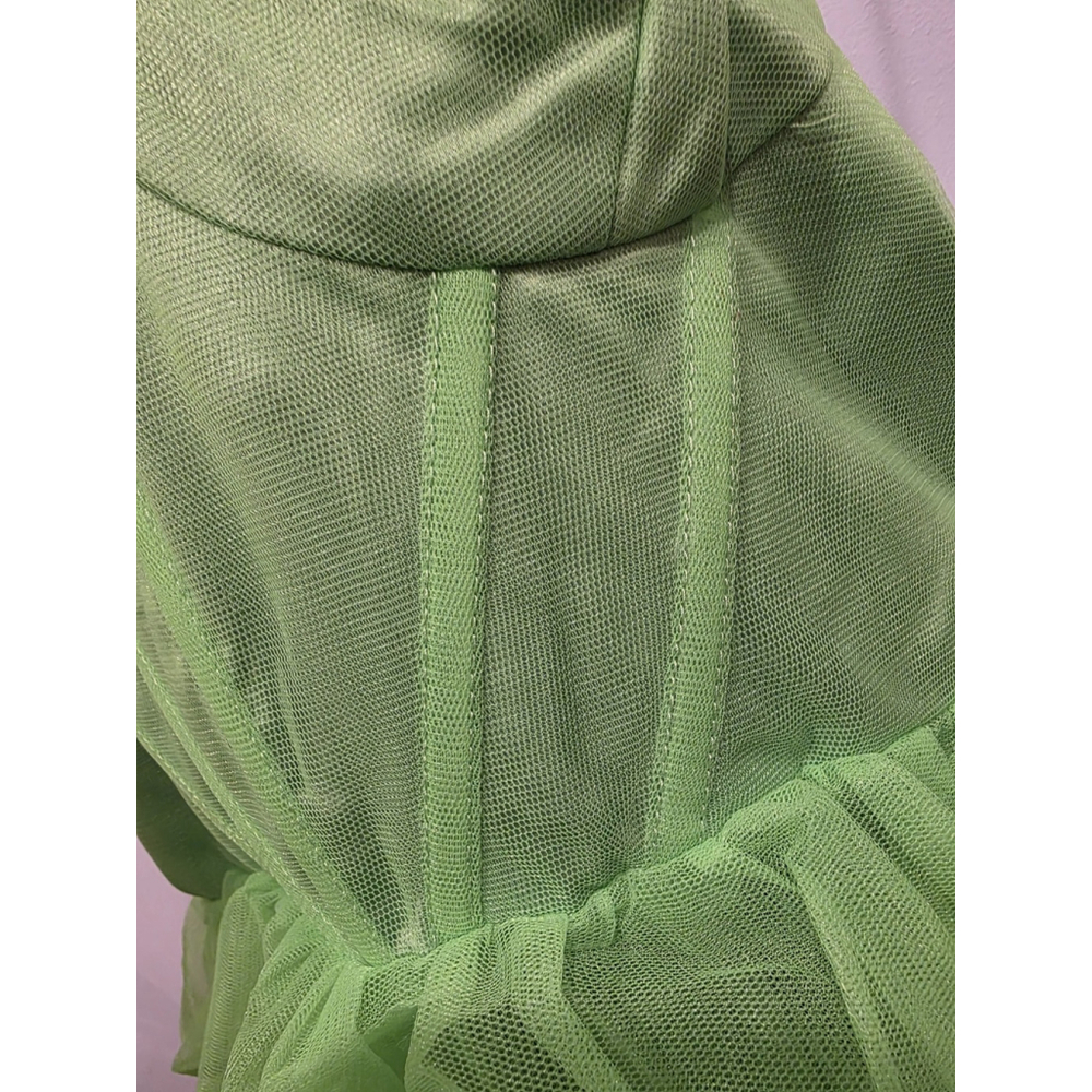 NWT $128 Lulus Rule the Runway Lime Green Tulle Tiered Maxi Dress Womens L - Picture 9 of 10